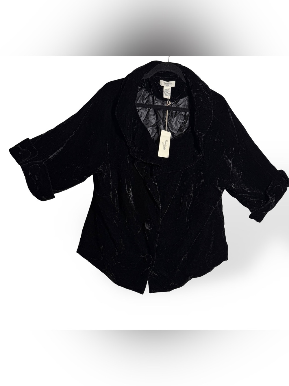 Cambridge Dry Goods Black Velvet Button-Front Blazer